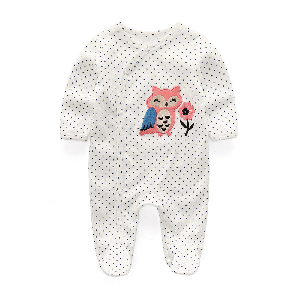 Soft Cotton Newborn Baby Bodysuit 3-Pack – Long Sleeve Owl Print Set
