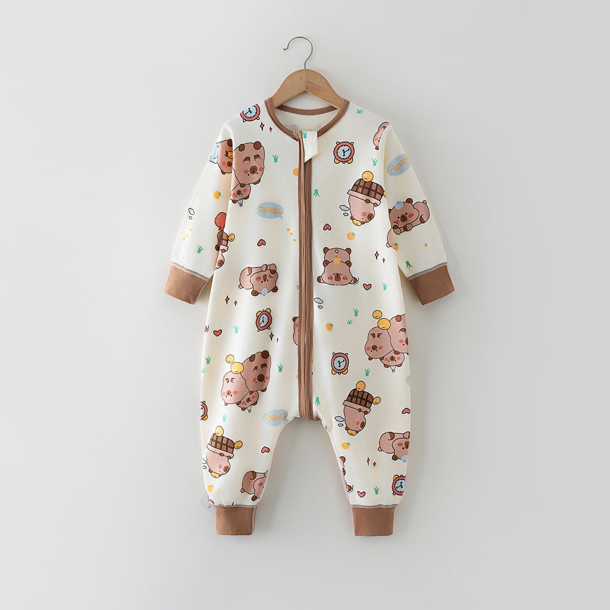 Soft Cotton Kids Sleep Romper – Front Zipper Comfort with Playful Prints