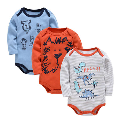 Soft Cotton Long Sleeve Baby Bodysuit – 3-Pack Set