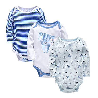 Soft Cotton Long Sleeve Baby Bodysuit – 3-Pack Set