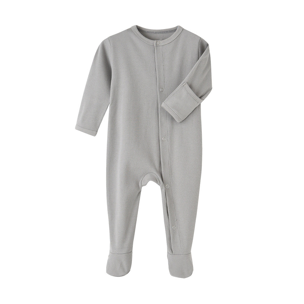 Ultra-Soft Ribbed Cotton Baby Romper – Long Sleeve Essential