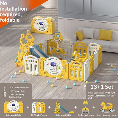 Astronaut-Themed Modular Baby Playpen & Crawling Mat Set