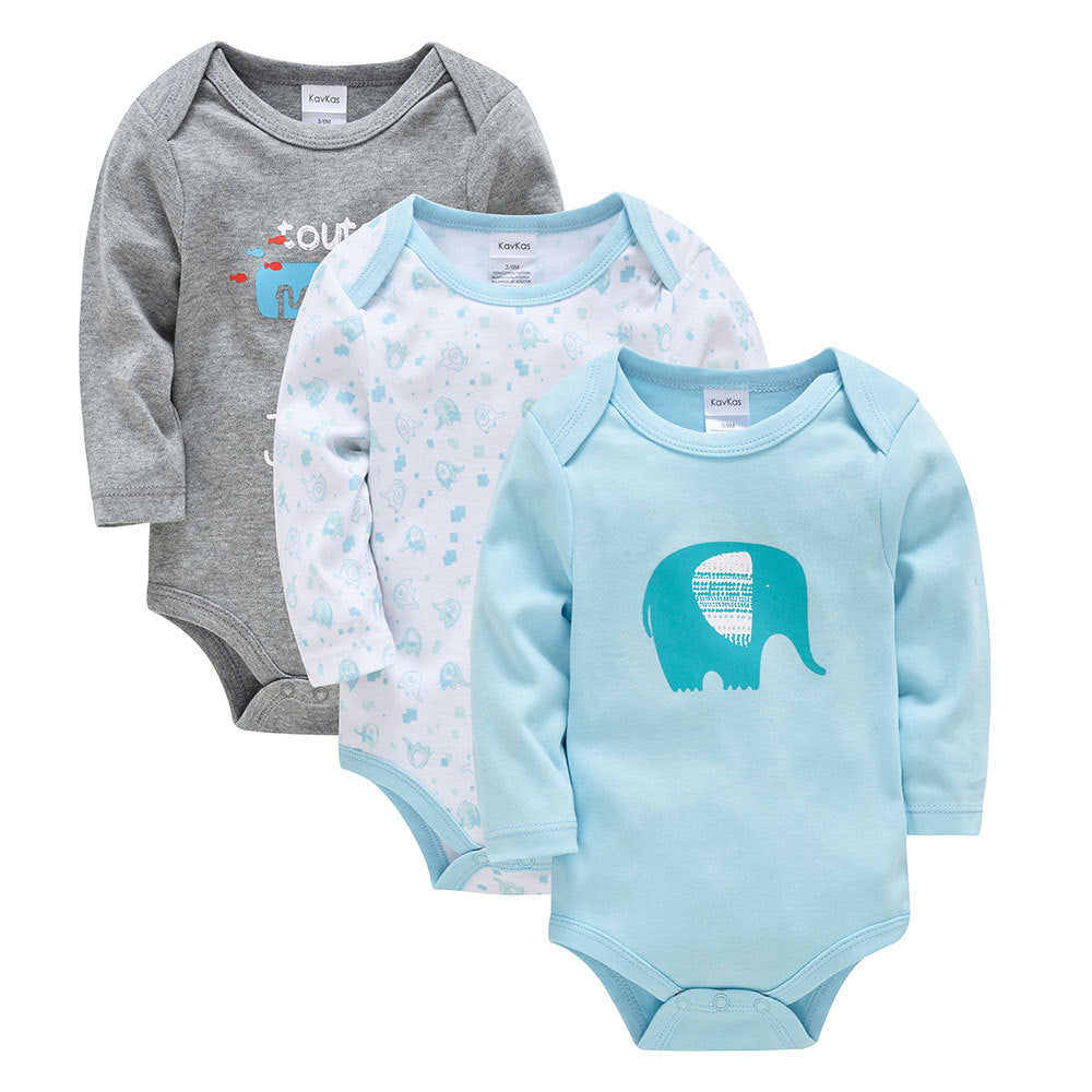 Soft Cotton Long Sleeve Baby Bodysuit – 3-Pack Set