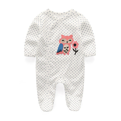 Soft Cotton Newborn Baby Bodysuit 3-Pack – Long Sleeve Owl Print Set