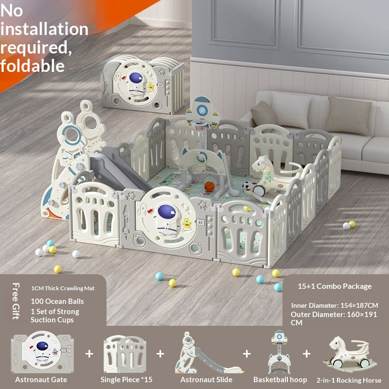 Astronaut-Themed Modular Baby Playpen & Crawling Mat Set