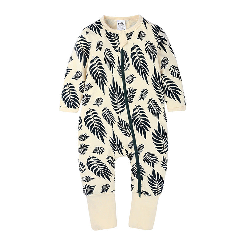 Soft Cotton Baby Romper – Long Sleeve Zipper with Playful Prints