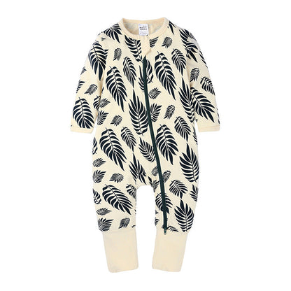 Soft Cotton Baby Romper – Long Sleeve Zipper with Playful Prints