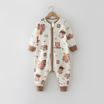 Soft Cotton Kids Sleep Romper – Front Zipper Comfort with Playful Prints