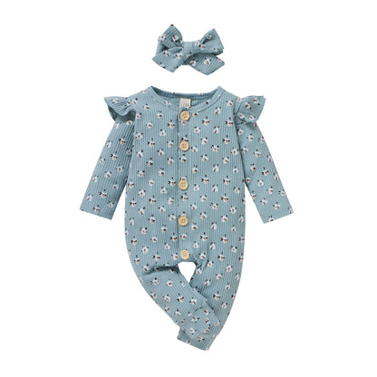 Ribbed Cotton Baby Romper – Two-Tone Striped Everyday Style