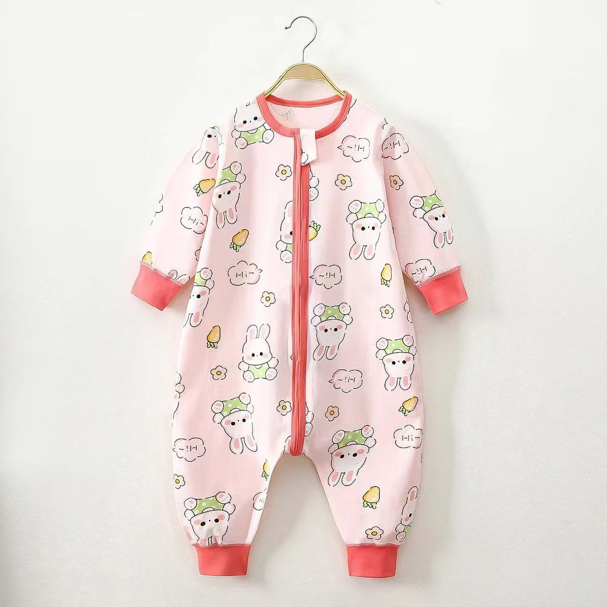 Soft Cotton Kids Sleep Romper – Front Zipper Comfort with Playful Prints