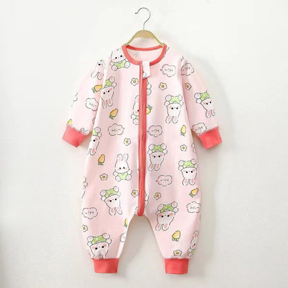 Soft Cotton Kids Sleep Romper – Front Zipper Comfort with Playful Prints