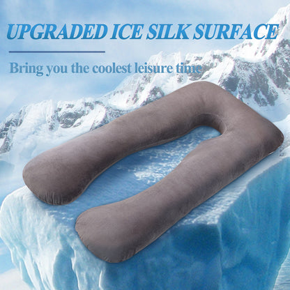 Cooling Ice Silk U-Shaped Maternity Support Pillow – Full Body Comfort