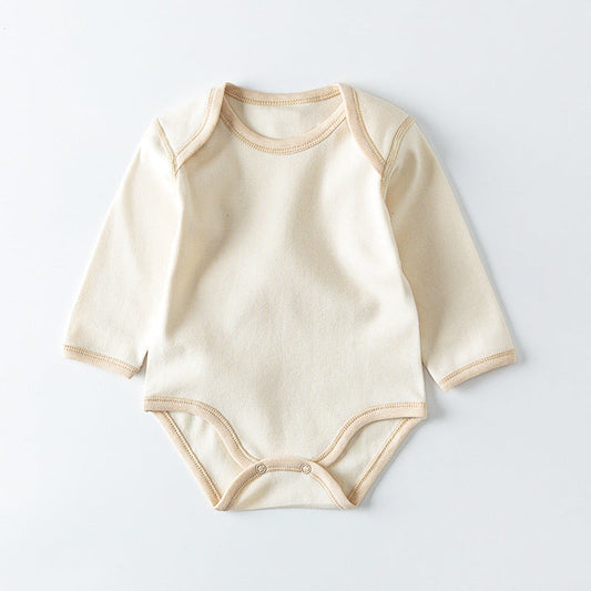 Organic Bio-Cotton Long Sleeve Baby Bodysuit – Soft Ribbed Beige