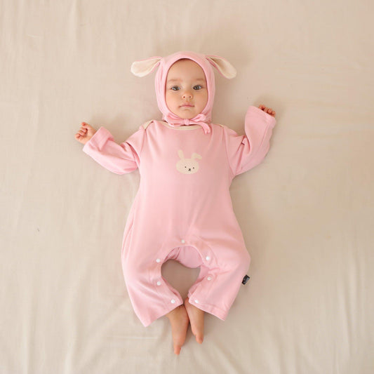 Children's Dralon Jumpsuit Hat Two-piece Set Infant Warm Rompers