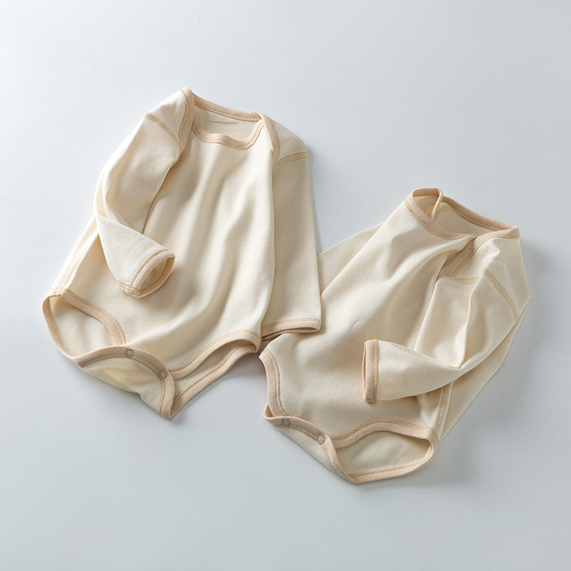 Organic Bio-Cotton Long Sleeve Baby Bodysuit – Soft Ribbed Beige