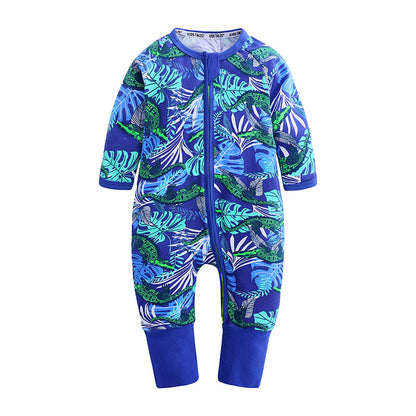 Soft Cotton Baby Romper – Long Sleeve Zipper with Playful Prints