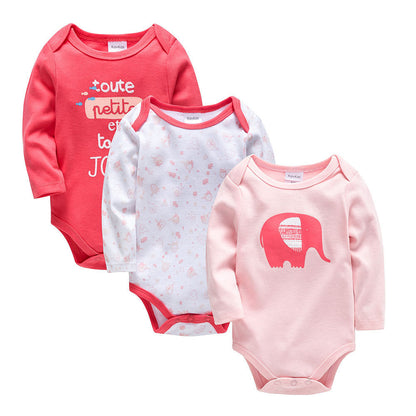Soft Cotton Long Sleeve Baby Bodysuit – 3-Pack Set