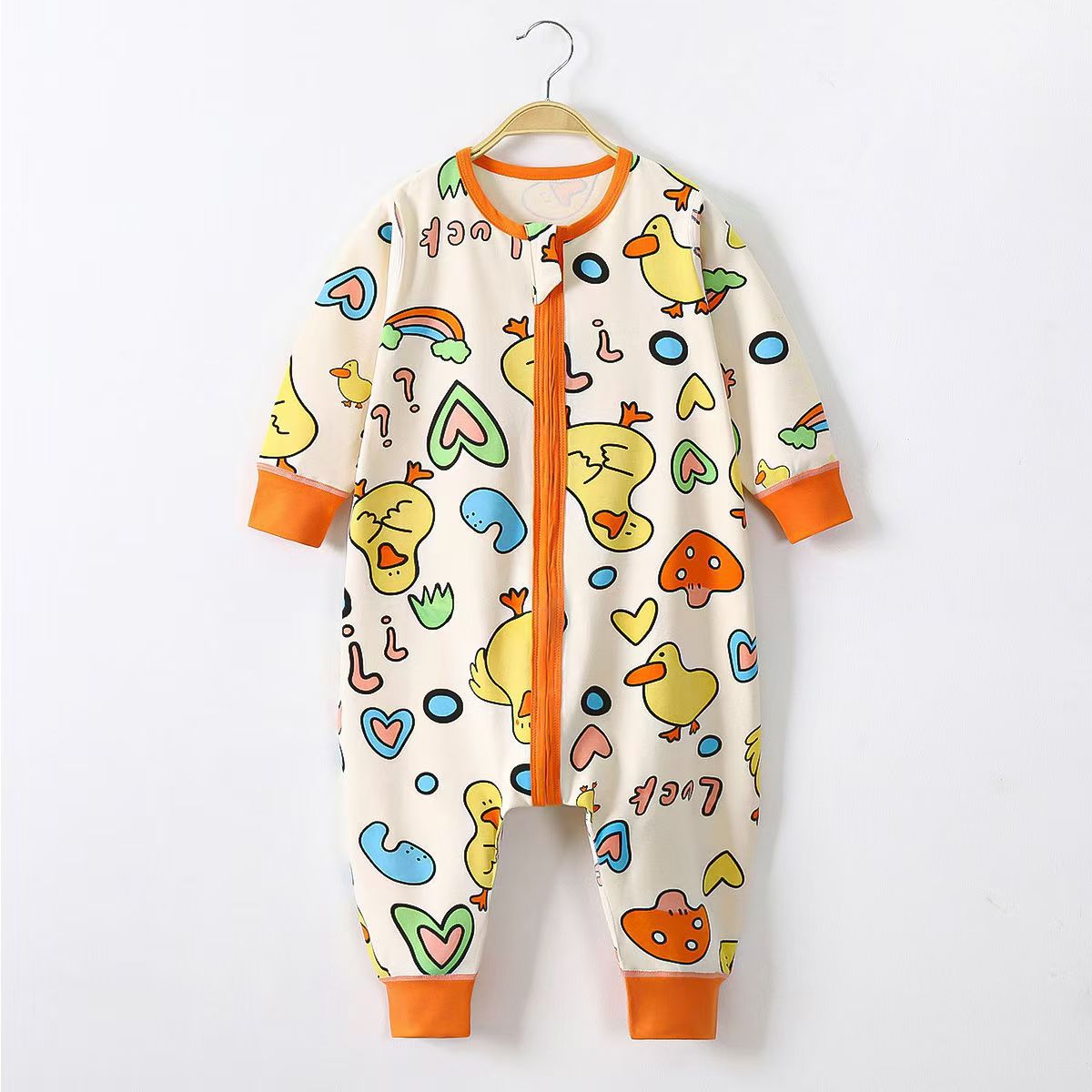 Soft Cotton Kids Sleep Romper – Front Zipper Comfort with Playful Prints
