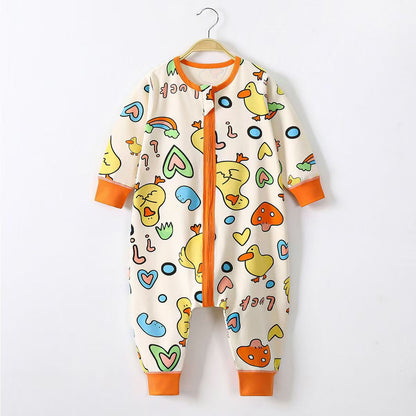 Soft Cotton Kids Sleep Romper – Front Zipper Comfort with Playful Prints