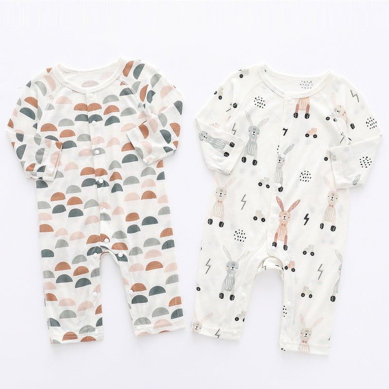 Ultra-Soft Bamboo Fiber Baby Jumpsuit – Whimsical Floral & Animal Prints