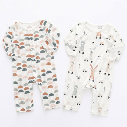 Ultra-Soft Bamboo Fiber Baby Jumpsuit – Whimsical Floral & Animal Prints