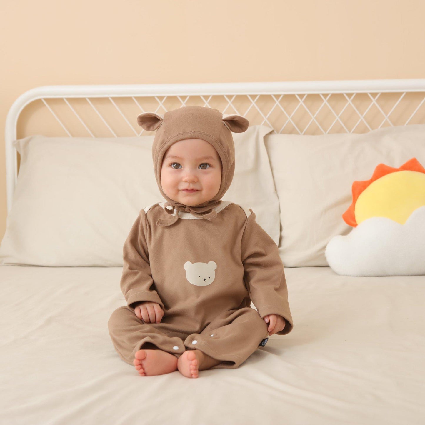 Children's Dralon Jumpsuit Hat Two-piece Set Infant Warm Rompers