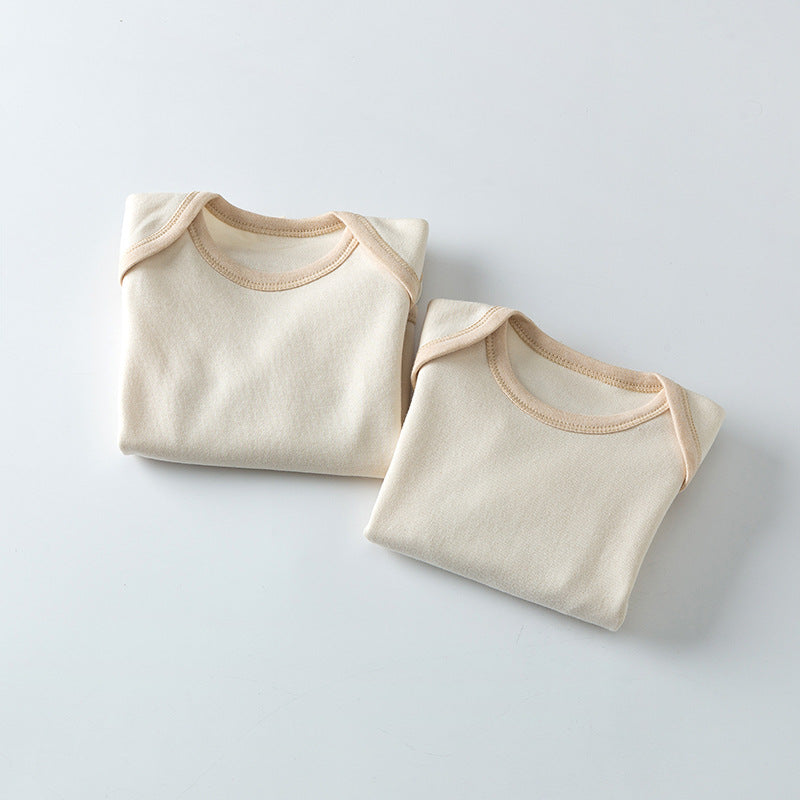 Organic Bio-Cotton Long Sleeve Baby Bodysuit – Soft Ribbed Beige