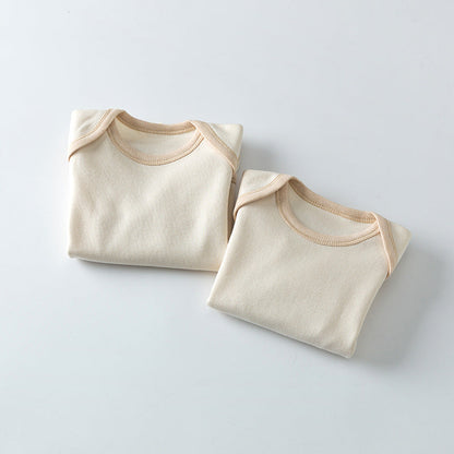 Organic Bio-Cotton Long Sleeve Baby Bodysuit – Soft Ribbed Beige