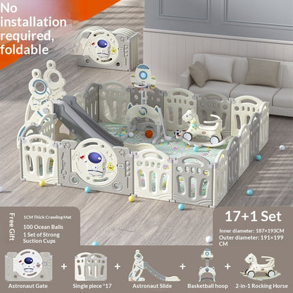 Astronaut-Themed Modular Baby Playpen & Crawling Mat Set
