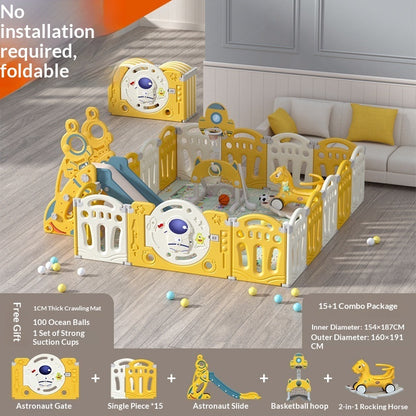 Astronaut-Themed Modular Baby Playpen & Crawling Mat Set