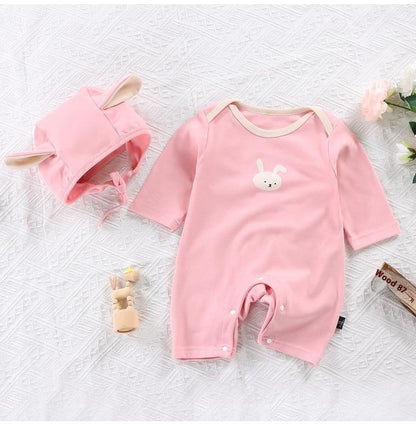 Children's Dralon Jumpsuit Hat Two-piece Set Infant Warm Rompers