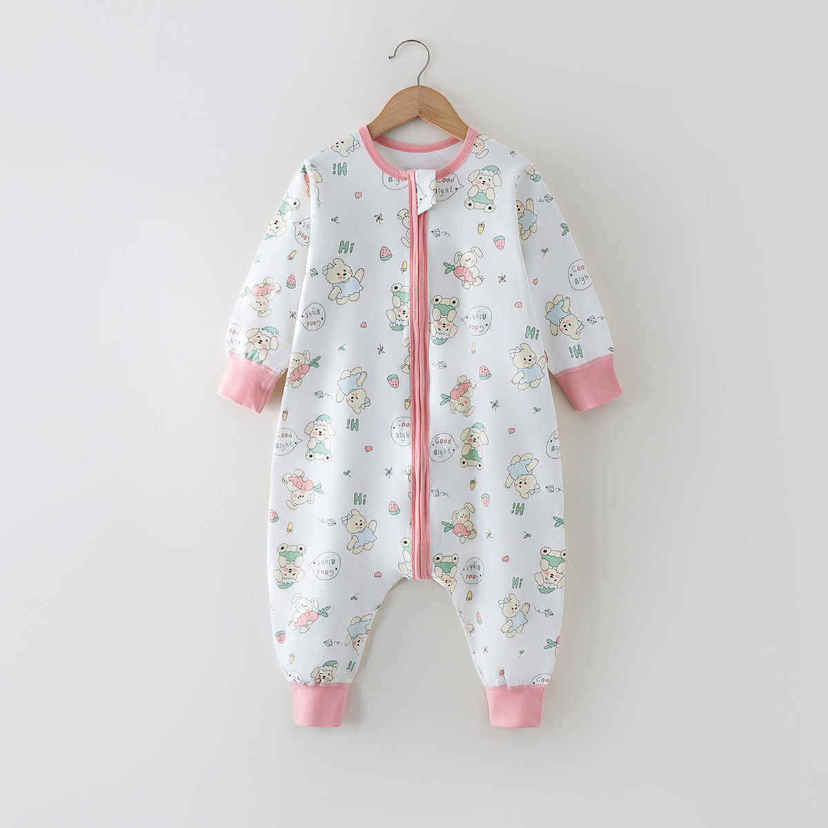 Soft Cotton Kids Sleep Romper – Front Zipper Comfort with Playful Prints