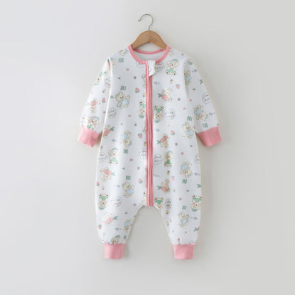 Soft Cotton Kids Sleep Romper – Front Zipper Comfort with Playful Prints