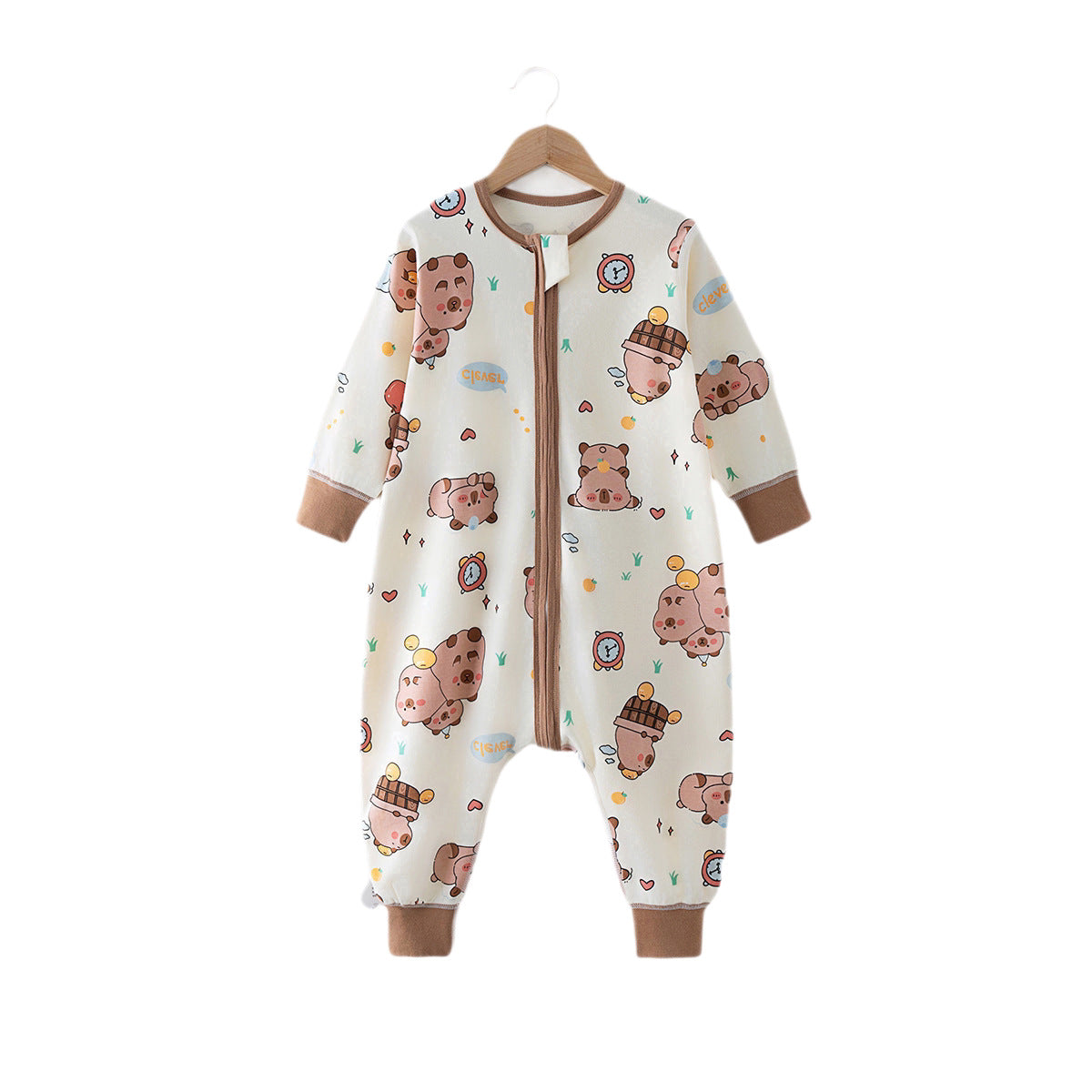 Soft Cotton Kids Sleep Romper – Front Zipper Comfort with Playful Prints