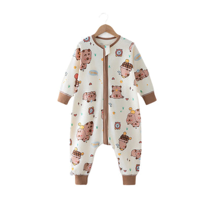 Soft Cotton Kids Sleep Romper – Front Zipper Comfort with Playful Prints