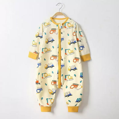 Soft Cotton Kids Sleep Romper – Front Zipper Comfort with Playful Prints