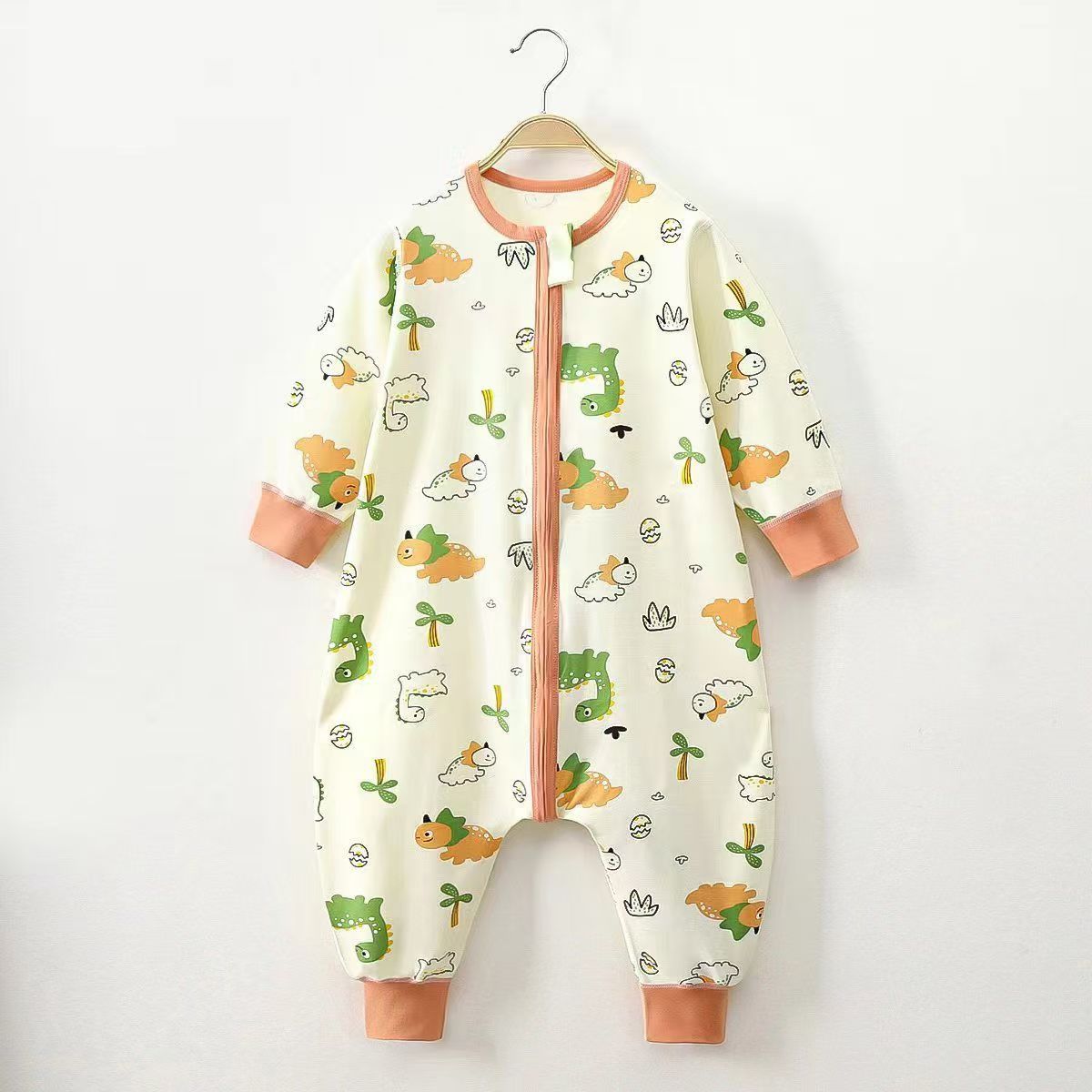 Soft Cotton Kids Sleep Romper – Front Zipper Comfort with Playful Prints
