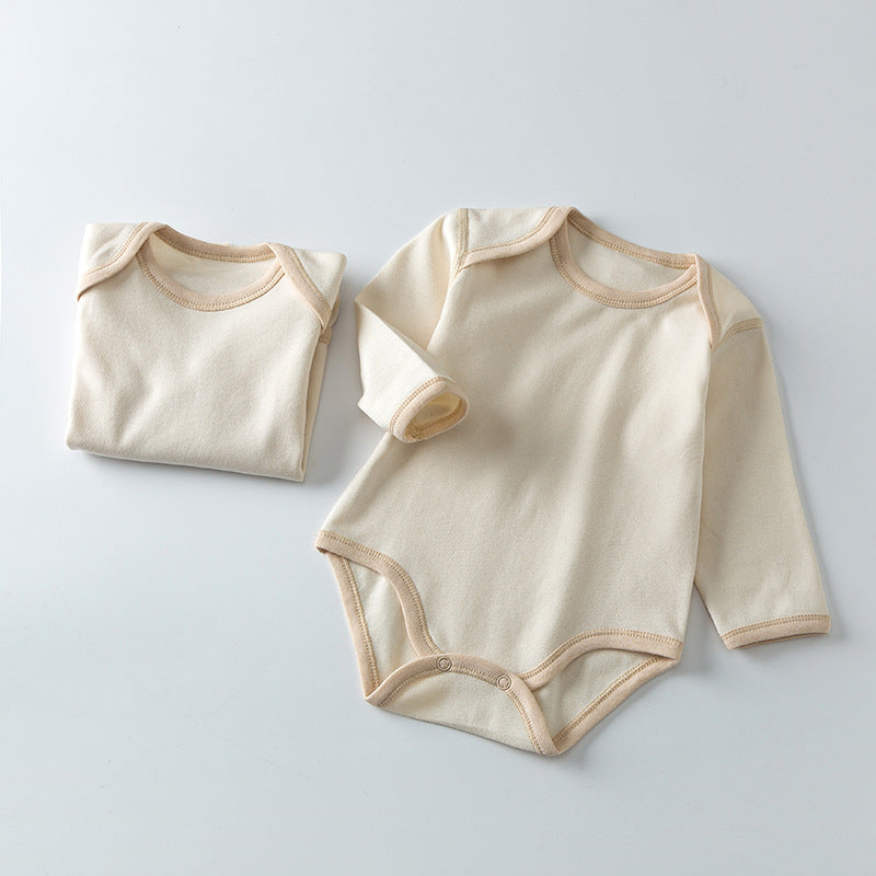 Organic Bio-Cotton Long Sleeve Baby Bodysuit – Soft Ribbed Beige