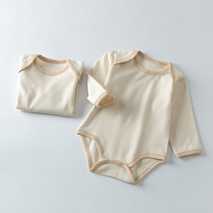 Organic Bio-Cotton Long Sleeve Baby Bodysuit – Soft Ribbed Beige