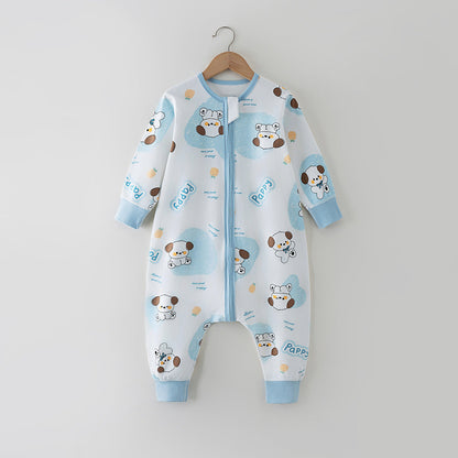Soft Cotton Kids Sleep Romper – Front Zipper Comfort with Playful Prints