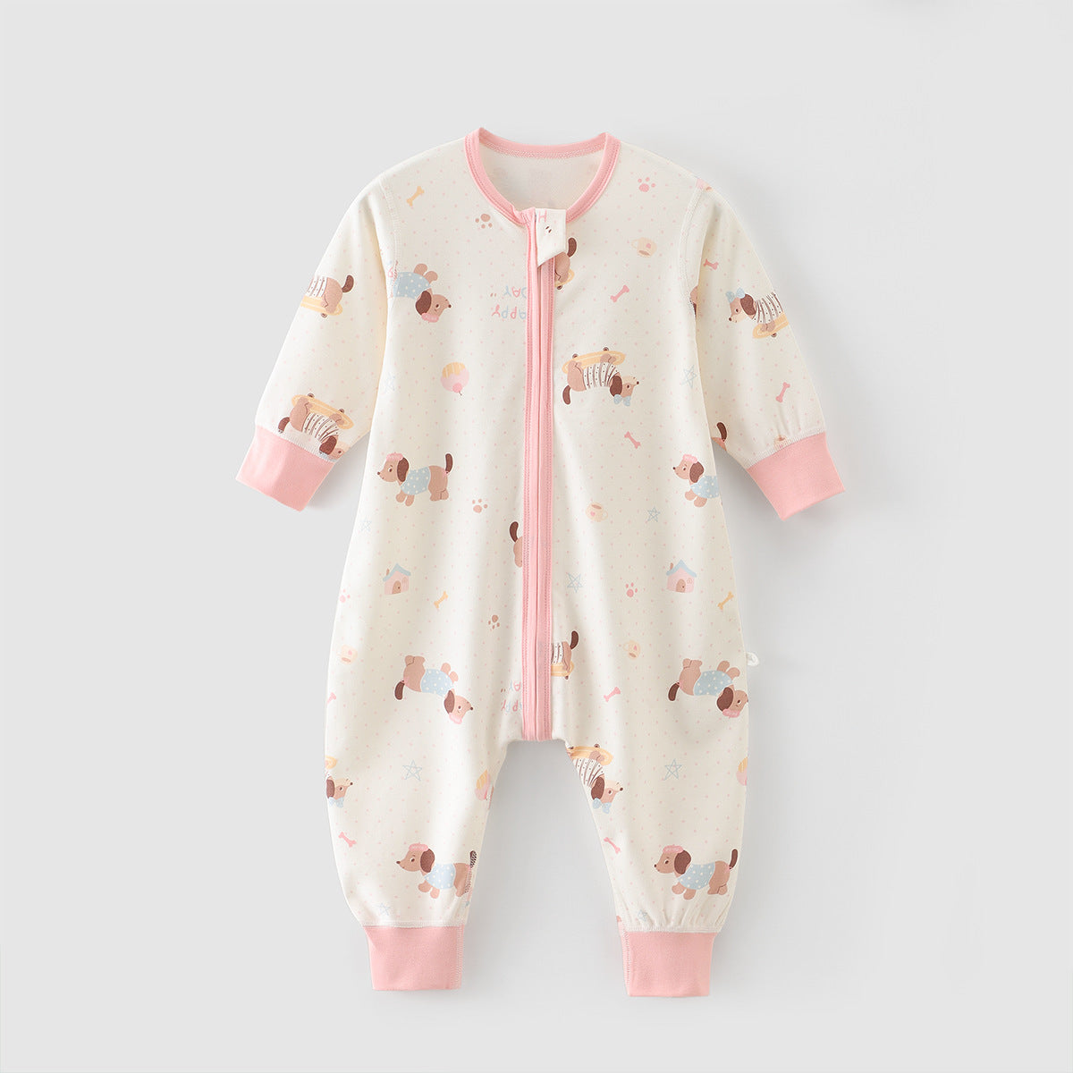 Soft Cotton Kids Sleep Romper – Front Zipper Comfort with Playful Prints
