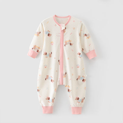 Soft Cotton Kids Sleep Romper – Front Zipper Comfort with Playful Prints