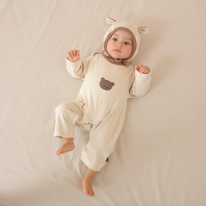 Children's Dralon Jumpsuit Hat Two-piece Set Infant Warm Rompers