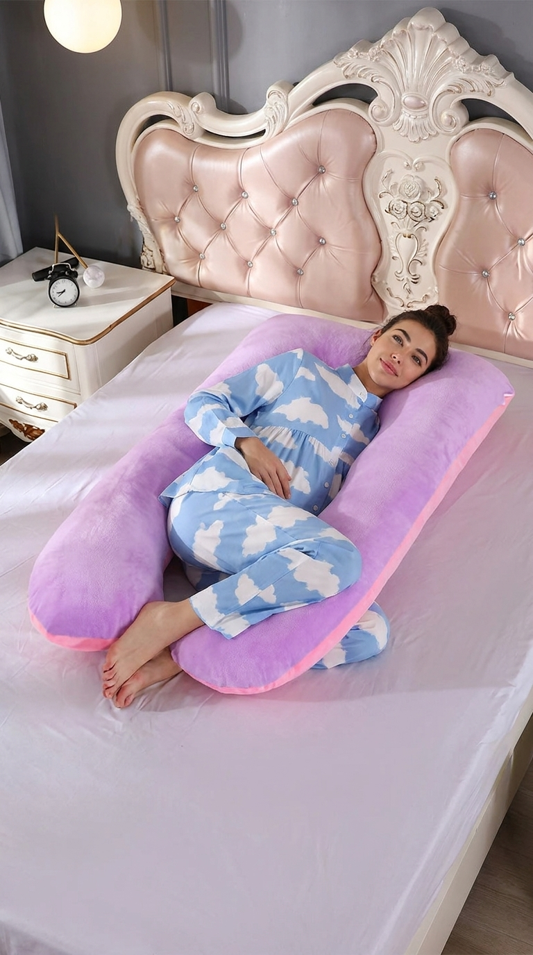 Full Body Pregnancy Pillow – Plush U-Shaped Maternity Support for Side Sleepers