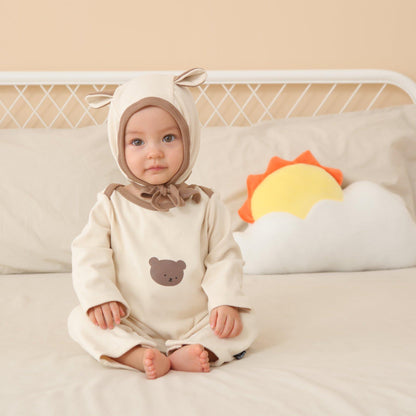 Children's Dralon Jumpsuit Hat Two-piece Set Infant Warm Rompers