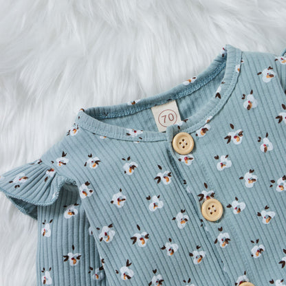 Ribbed Cotton Baby Romper – Two-Tone Striped Everyday Style