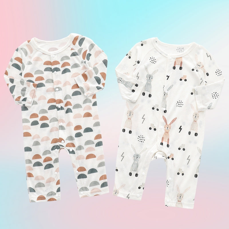 Ultra-Soft Bamboo Fiber Baby Jumpsuit – Whimsical Floral & Animal Prints