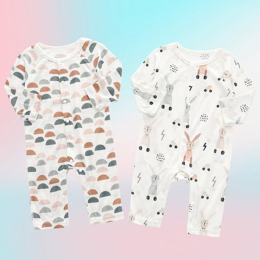 Ultra-Soft Bamboo Fiber Baby Jumpsuit – Whimsical Floral & Animal Prints