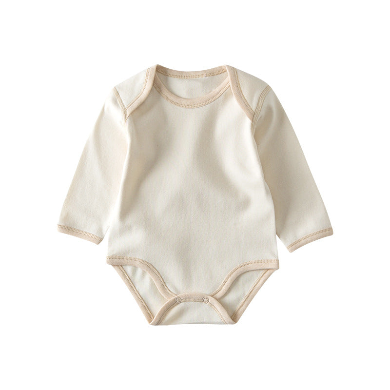 Organic Bio-Cotton Long Sleeve Baby Bodysuit – Soft Ribbed Beige