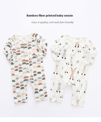 Ultra-Soft Bamboo Fiber Baby Jumpsuit – Whimsical Floral & Animal Prints